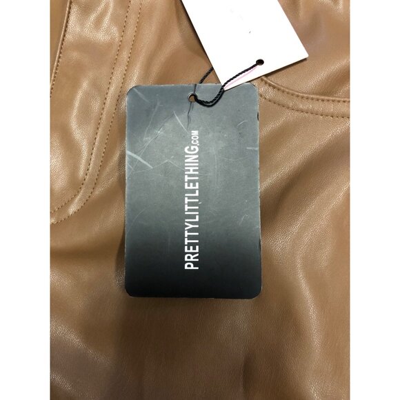 BNWT Pretty Little Thing Chocolate Button Up Faux Leather Skinny Trousers - Size - Picture 3 of 9
